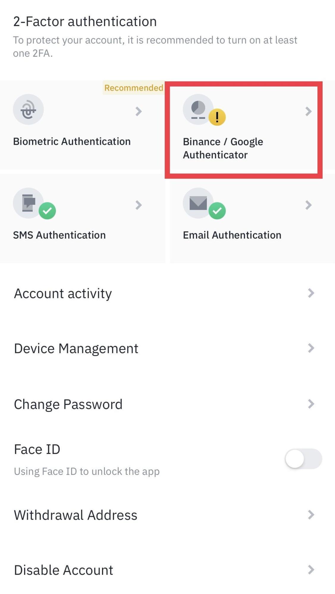 google authenticator new phone binance